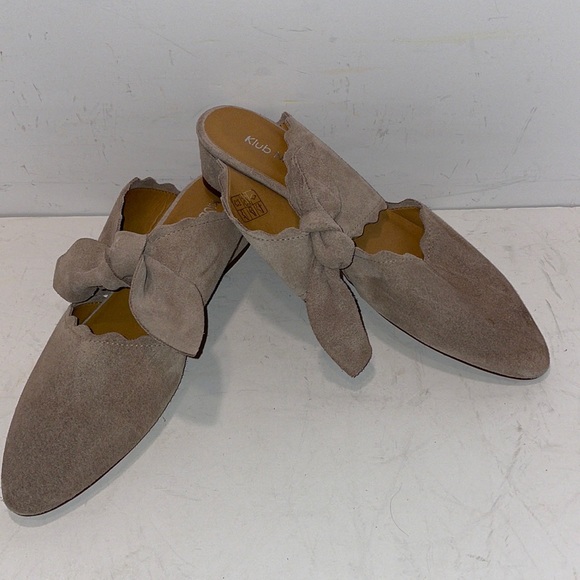 NEW Anthro KLUB NICO Daisy Suede mule wedge Beige Cream, sz 10 - Picture 2 of 10